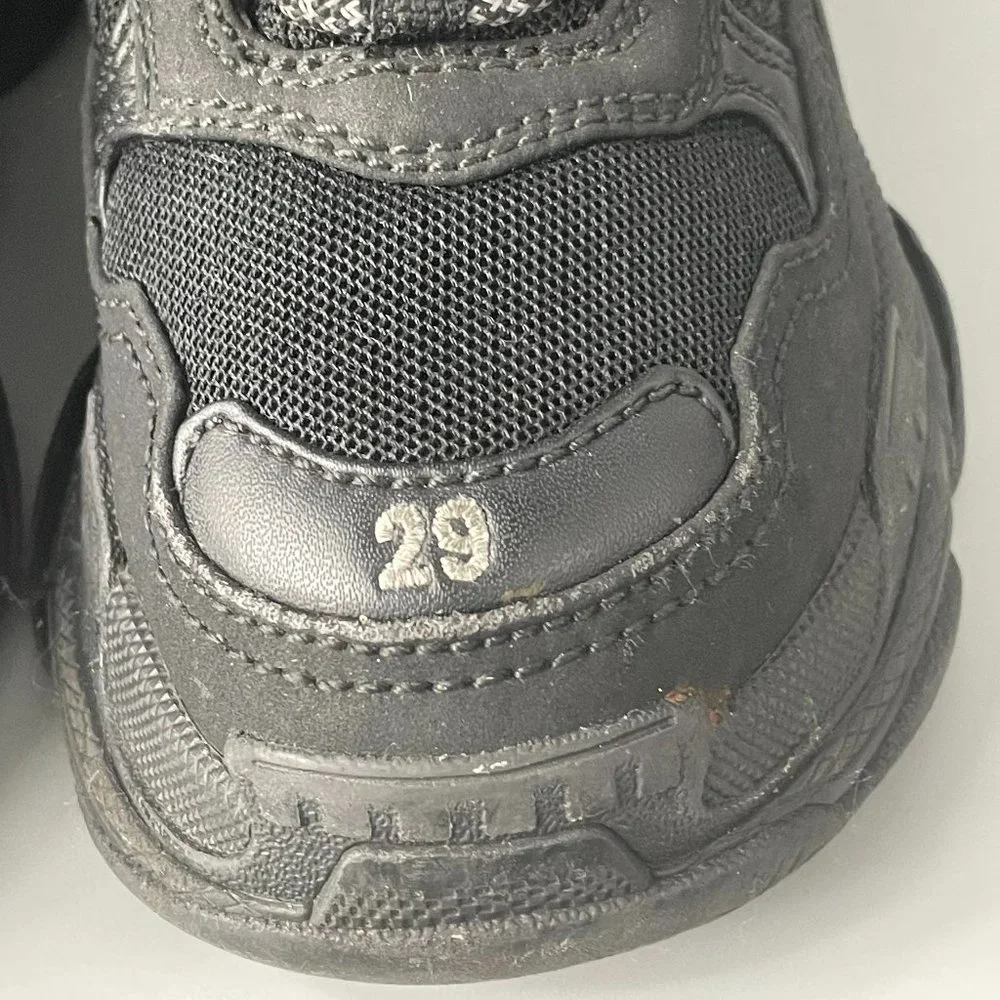 Balenciaga Triple S Kid's Black Polyurethane Wedge Trainer Sneakers, 29 - Picture 5 of 14